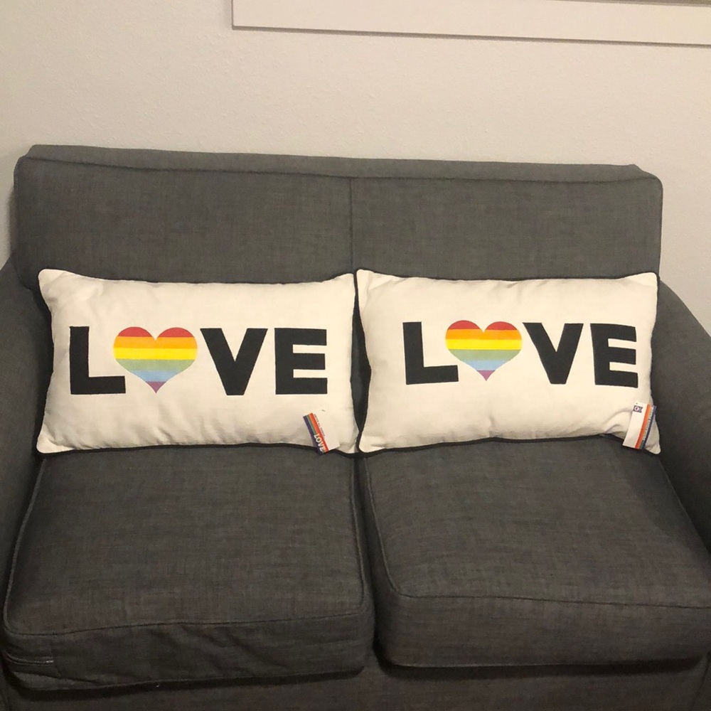 🆕 Rainbow LOVE Embroidered Throw Pillows - Set of 2